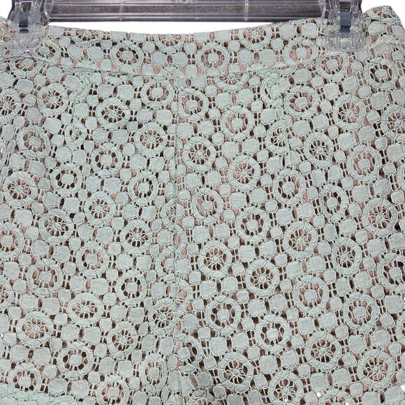 Victoria Beckham Shorts Womens 2 Mint Green Lace Crochet Lined High Waist - Picture 10 of 10
